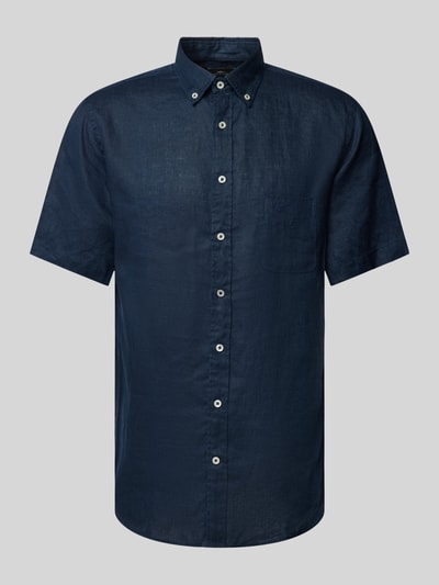 Fynch-Hatton Freizeithemd aus Leinen mit Button-Down-Kragen Modell 'Summer' Marine 2