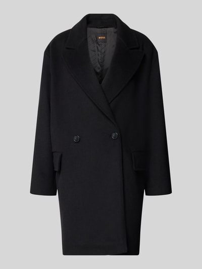 Produktfoto, zwarte lange jas van wolmix Regular Fit Mantel uit de model 'C_Calesarina' van BOSS Orange, damesmode