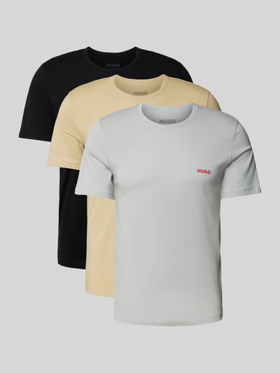 HUGO Regular Fit T-Shirt aus Viskose mit Label-Print im 3er-Pack Camel 1