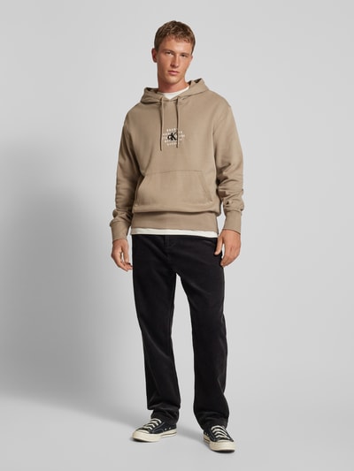 Calvin Klein Jeans Hoodie mit Label-Stitching Beige 1