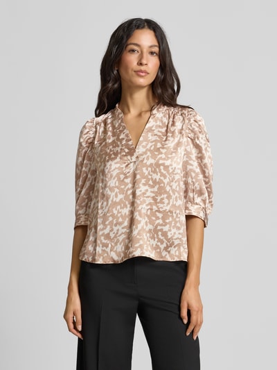 Neo Noir Blouseshirt met V-hals, model 'Roella' Beige - 4