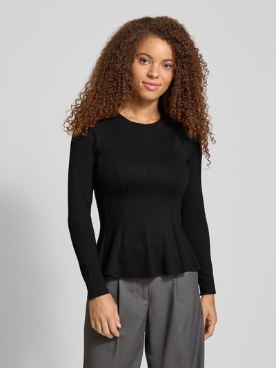 Only Shaped fit shirt met lange mouwen van viscosemix, model 'KENYA' Zwart - 4