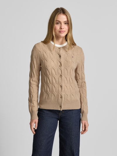 Tommy Hilfiger Regular fit gebreid jack met kabelpatroon van zuivere wol Camel - 4