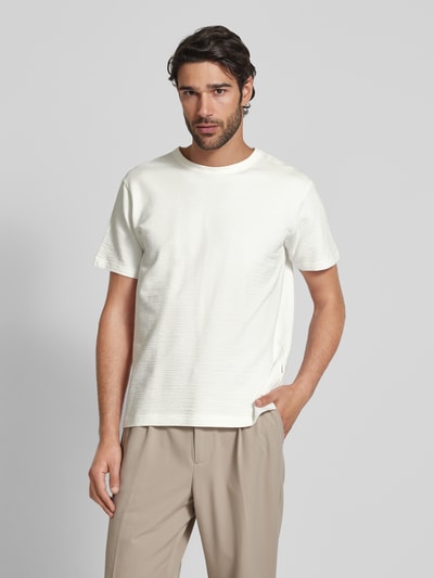 SELECTED HOMME T-Shirt mit geripptem Rundhalsausschnitt Modell 'SANDER' Offwhite 4