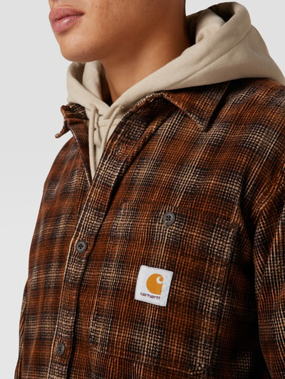 Carhartt Work In Progress Overhemdjack in ribcordlook, model 'FLINT' Donkerbruin gemêleerd - 3