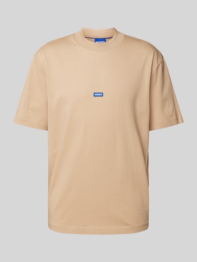 Hugo Blue T-shirt met labelpatch, model 'Nieros' Beige - 2