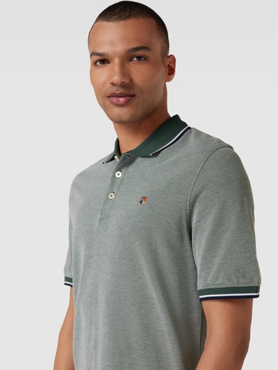 Jack & Jones Premium Poloshirt met contraststrepen, model 'BLUWIN' Olijfgroen - 3