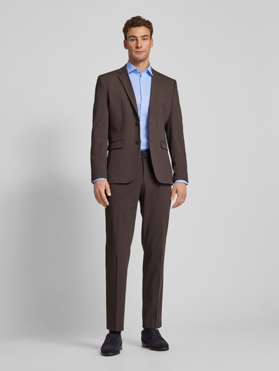 Jake*s Super Slim Fit Business-Hemd mit Knopfleiste Bleu 1