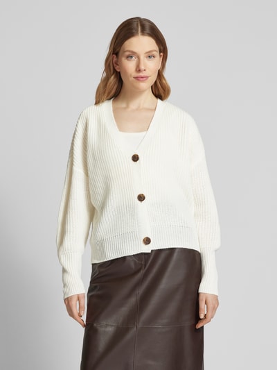 Vero Moda Regular Fit Strickjacke mit Ballonärmeln Modell 'LEA' Offwhite 4