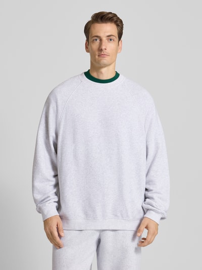 American Vintage Sweatshirt met ribboorden, model 'Ilari' Lichtgrijs gemêleerd - 4