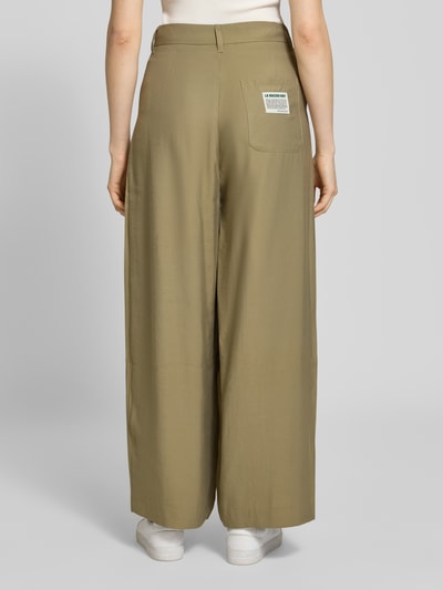 American Vintage Spodnie materiałowe o szerokim kroju ze szwami podłużnymi model ‘LANOW’ Oliwkowy 5