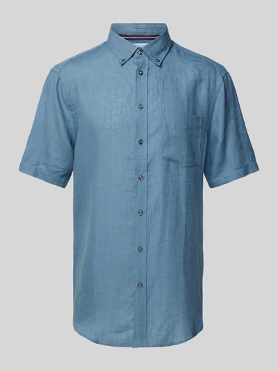 Christian Berg Men Regular fit linnen overhemd met button-downkraag Metallic turquoise - 2