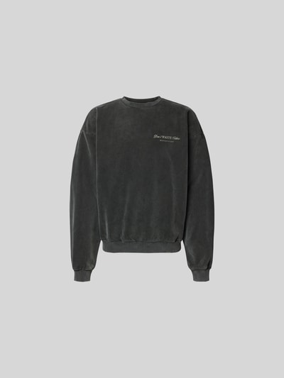 Produktfoto, Oversized Sweatshirt aus Baumwoll-Mix von Don’t Waste Culture, dunkelgrau, Statement-Print, elastische Abschlüsse, Stehkragen