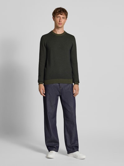 Blend Gebreide pullover met ronde hals, model 'DONG' Olijfgroen - 1