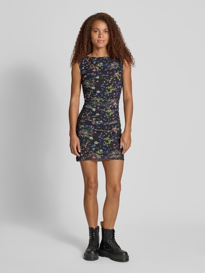 EDITED Mini-jurk met ronde hals Zwart - 1