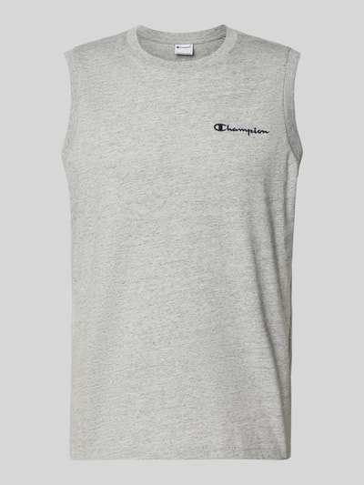 Produktfoto, Top mit Label-Stitching und Rundhalsausschnitt von CHAMPION in Hellgrau, Reine Baumwolle, Regular-Fit, Rückenlänge 67 cm bei Größe M