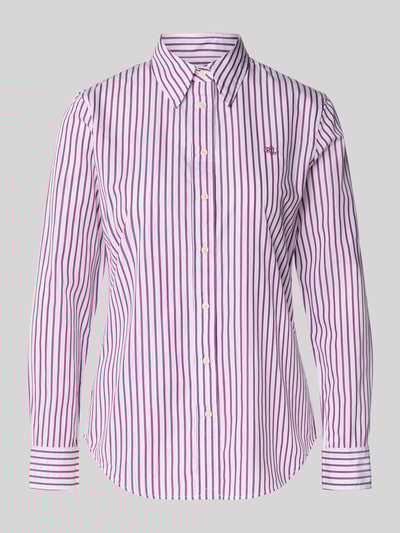 Lauren Ralph Lauren Slim Fit Hemdbluse mit Logo-Stitching Modell 'Jamelko' Violett 2