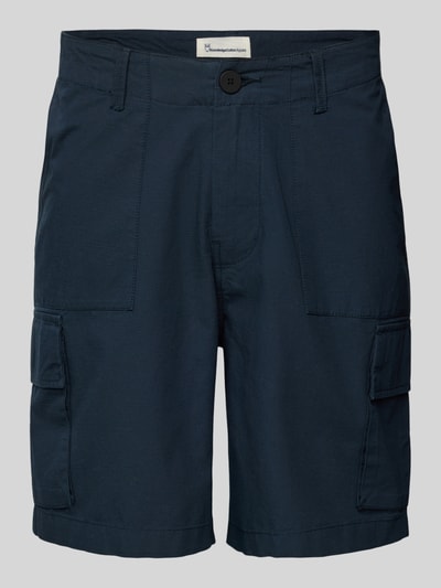 Knowledge Cotton Apparel Bermuda met Franse steekzakken Donkerblauw - 2