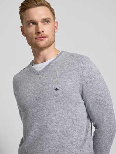 Fynch-Hatton Strickpullover mit V-Ausschnitt Silber 3