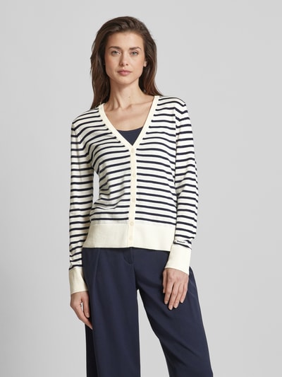 Gant Gebreid jack met streepmotief, model 'FINE' Offwhite - 4