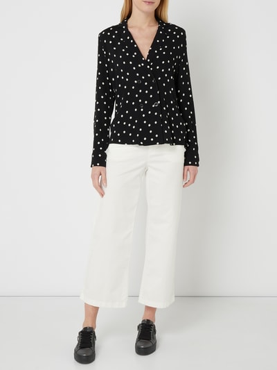 Jake*s Casual Blouse van crêpe met stippenmotief Zwart - 1