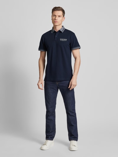 Tom Tailor Regular fit poloshirt met labelprint Marineblauw - 1