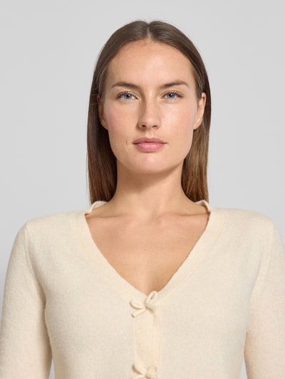 MANGO Slim Fit Strickjacke mit Woll-Anteil Offwhite 3