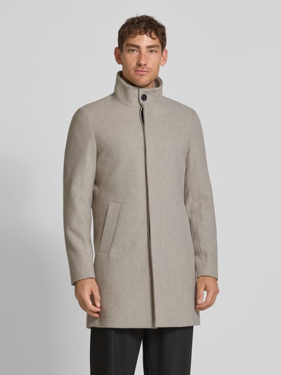 Matinique Lange jas met opstaande kraag, model 'Harvey' Taupe - 4