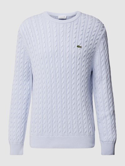 Lacoste Regular fit gebreide pullover met labelstitching Lichtblauw - 2