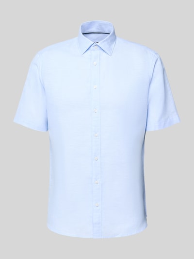 Jake*s Koszula lniana o kroju slim fit z listwą guzikową Jasnoniebieski 2