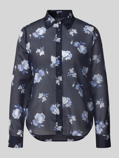 Produktfoto, Regular Fit Langarmbluse aus Baumwoll-Seiden-Mix von GANT, donkerblauw met witte en blauwe bloemenprint, Dames