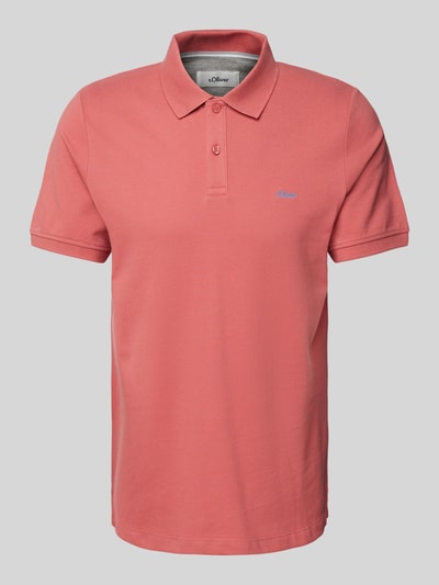 s.Oliver RED LABEL Regular Fit Poloshirt aus reiner Baumwolle mit Label Stitching Rosa 2