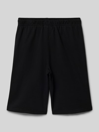 Productfoto, zwarte Sweatshorts met Logo en elastische tailleband van CHAMPION, katoenmix, relaxed fit, kindermaat 140, glad oppervlak