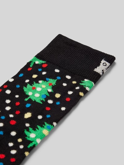 Happy Socks Socken mit Label-Stitching Modell 'Christmas Night' Black 2