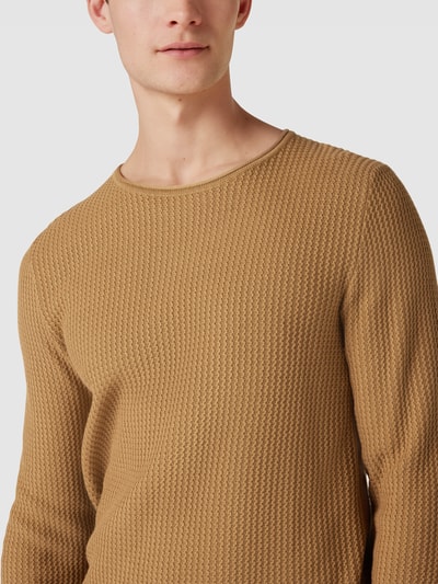 Jack & Jones Premium Strickpullover mit Rundhalsausschnitt Modell 'Carlos' Cognac 3