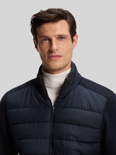 BOSS Regular Fit Strickjacke aus Baumwoll-Schurwoll-Mix Modell 'H-Facente' Marine 3