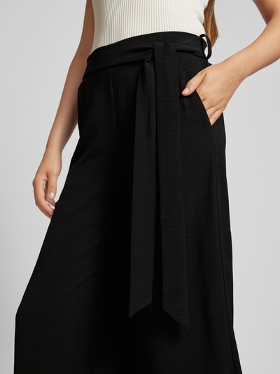 Vila High waist culotte met strikceintuur, model 'HELA' Zwart - 3