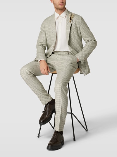 CG - Club of Gents Slim fit chino met pied-de-poule-motief, model 'Paco' Groen - 1