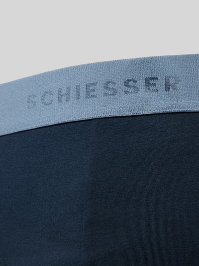 Produktfoto, Slip aus Baumwoll-Mix mit Label-Detail im 3er-Pack von Schiesser, ciemny granat, jasnoniebieska guma z logo, dopasowany fason, bawełna z elastanem.