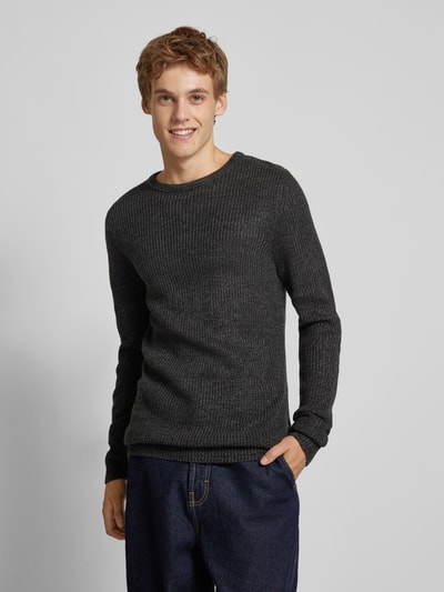 Jack & Jones Sweter z dzianiny z okrągłym dekoltem model ‘LEWIS’ Antracytowy melanż 4