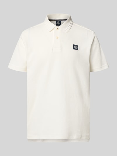 Produktfoto, Regular Fit Poloshirt mit Label-Detail und Knopfleiste von Lerros in Weiß, reine Baumwolle, dezente Struktur, kurzer Schnitt