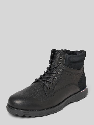 Tommy Hilfiger Kozaki sznurowane z naturalnej skóry bydlęcej Czarny 1