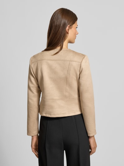 ZABAIONE Kunstlederjacke mit Zierreißverschluss Taupe 5