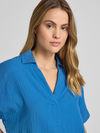 ECOALF Oversized blouseshirt met V-hals, model 'DENISALF' Koningsblauw - 3