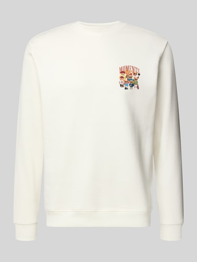 Produktfoto, Relaxed Fit Sweatshirt aus Baumwoll-Mix mit Motiv-Print von CHILL PILL, weiße Farbe, elastische Abschlüsse, glatte Struktur