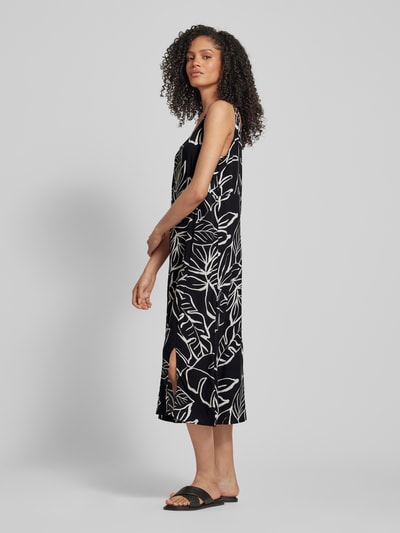Fransa Knielange jurk met all-over print, model 'Relax' Zwart - 1