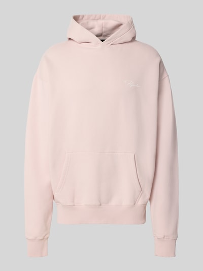 Produktfoto, Oversized Hoodie mit Känguru-Tasche Modell 'Pike' von Pegador in hellem Rosa, Baumwoll-Mix, Label-Print auf Brust