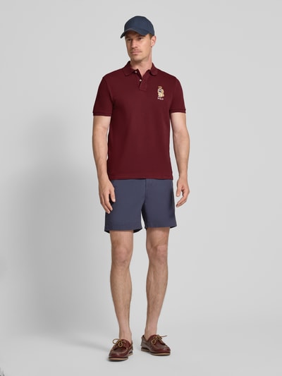 Polo Ralph Lauren Custom slim fit poloshirt met stitching Bordeaux - 1
