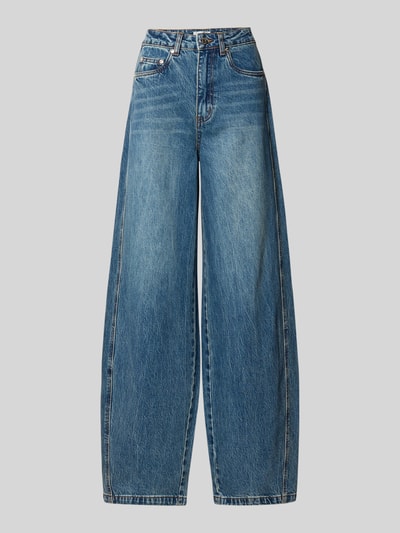 Produktfoto, Barrel Fit Jeans aus Baumwoll-Mix Modell 'Melu' von GESTUZ in Blau, 5-Pocket-Design, sichtbare Nähte, Jeansstruktur