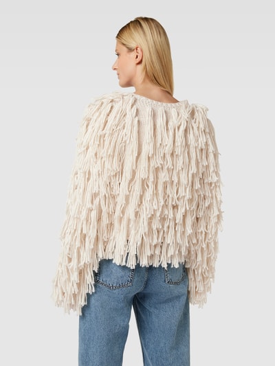 Oui Cardigan mit Fransen Offwhite 5